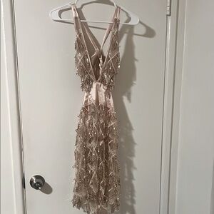 Elegant Beige light pink Fringe Dress